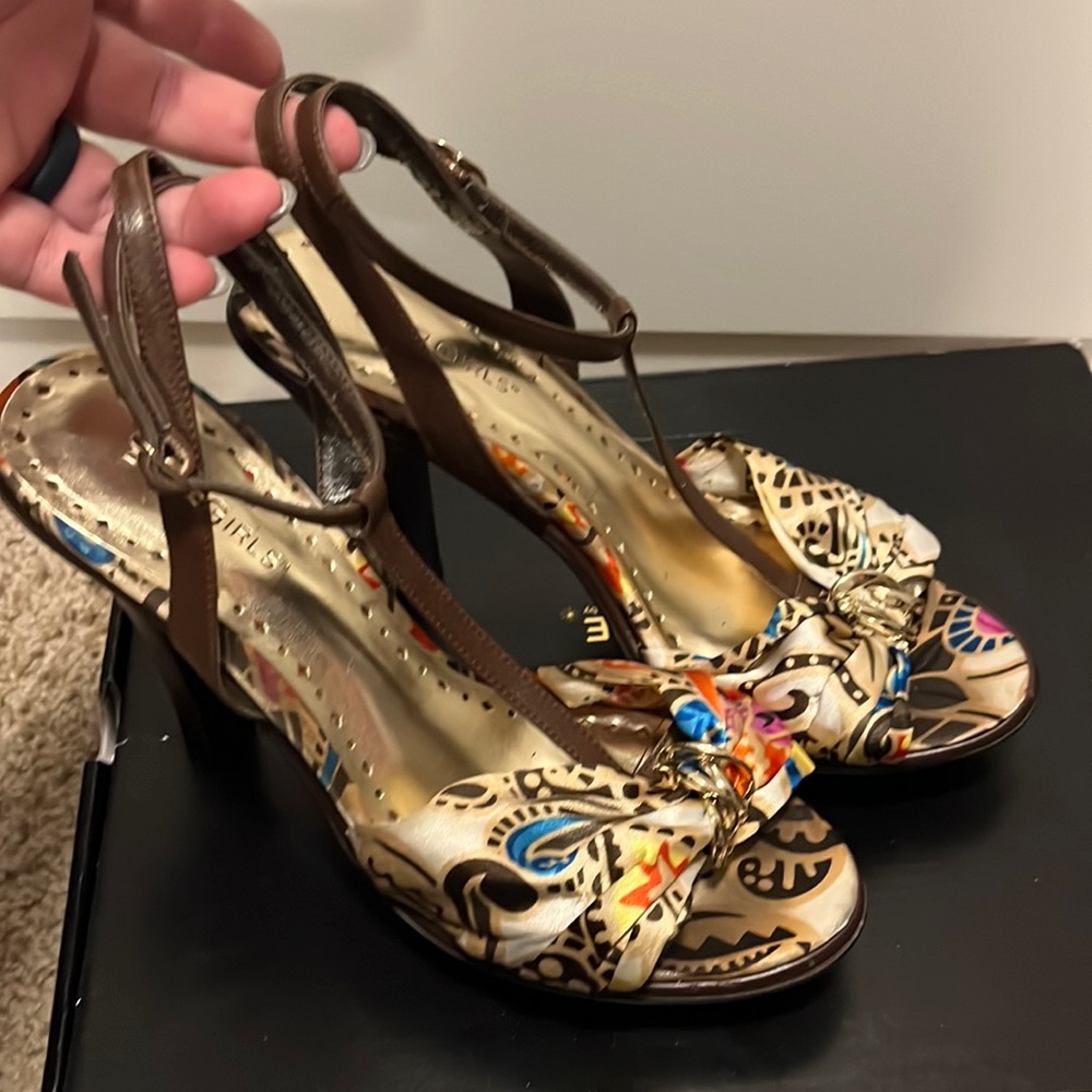 Colorful bohemian style platform heels